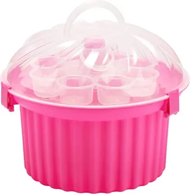 Produktbild von Muffin-Cupcake Box rund aus Kunststoff, Muffin / Cupcake Transportbox, Muffin Box geeignet für 24 Muffins / Cupcakes max. Ø6,0 cm, Muffinbox