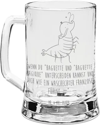 Produktbild von Mr. & Mrs. Panda Seidel Garnele Franzose - Transparent - Geschenk, Meer, Krug, Französisch, Krabbe, Humpen, Bierkrug Mit Gravur, Glas, Glaskrug