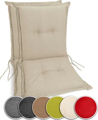 Produktbild von sunnypillow 2 Stück Gartenstuhlauflagen Niedriglehner 100 x 50 x 9 cm  Auflage Polsterauflagen UV-Lichtecht Stuhlauflage Stuhlkissen  Cremefarben