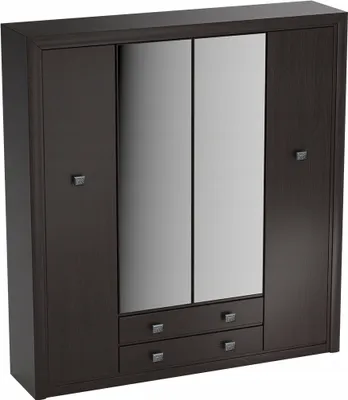 Zdjęcie produktu dla Szafa Szafa z lustrem czarna duże szuflady półki 214 cm, KOEN