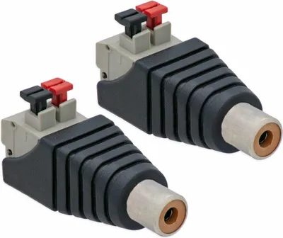 Produktbild von 2X Cinch RCA-Buchse Adapter auf Terminal Block 2 Pin Druck Klemmen Kabel Verstärker