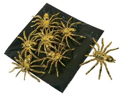 Produktbild von Goldene Deko Spinnen 8 Stück als Halloween Dekoration