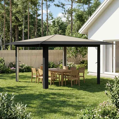 Produktbild von PUEAZU Pavillon ohne Seitenwand 4 x 4 m Creme und Anthrazit - Pavillons & Partyzelte &38770
