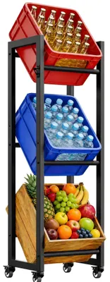 Produktbild von YITAHOME getränkekistenregal 3 kisten, kistenregal mit Rollen, hoch schmal