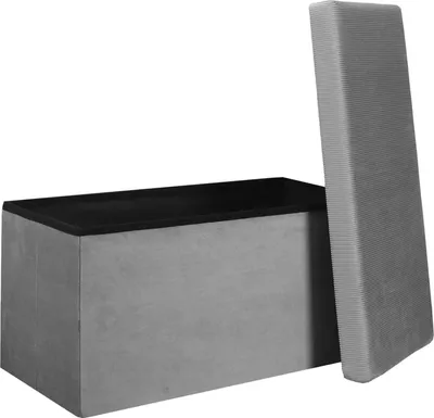 Image de HowHomely Pouffe gris Pouf 77 x 38 x 38 cm