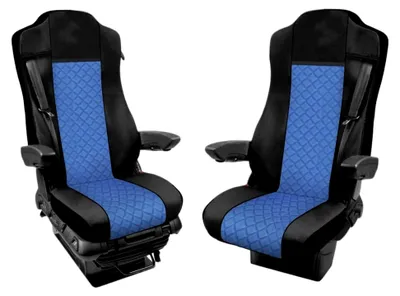 Produktbild von Sitzbezüge Satz  1+1 Für LKW Sitzauflagen Schonbezüge Passend Für Actros MP4 Euro 6 Schwarz und Blau