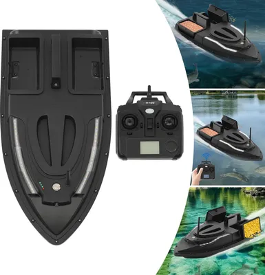Immagine prodotto di Barca pasturatrice per pesca - Telecomandata RC - Doppio contenitore pastura da 1,5 kg - Portata 500 m - Batteria 7,4V 5200mAh - Velocità 5,4 km/h - Display LCD - Nero