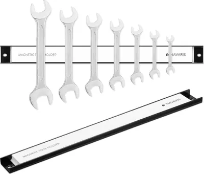 Produktbild von Navaris 2x Werkzeug Magnetleiste 45,7cm lang - Werkzeughalter Magnetband Wand Leiste Magnethalter - Werkzeughalterungen für Werkstatt - 15kg Traglast
