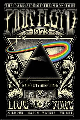 Image de Pink Floyd - Poster "1973" PM3575 (Taille unique) (Noir/Or/Arc-en-ciel)