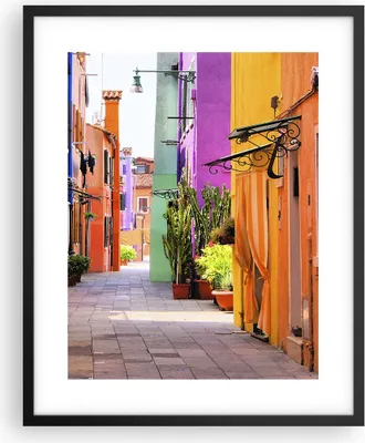 Produktbild von Gerahmtes Poster - Schwarzer Rahmen - Sommer Straße Haus - 40x50 cm - Wand Bild - Wanddeko - Wandbilder - Kunstposter - Wandposter - Bilderrahmen - Bilder - Kunstdruck - Wandbild - P2BPA40x50-3583