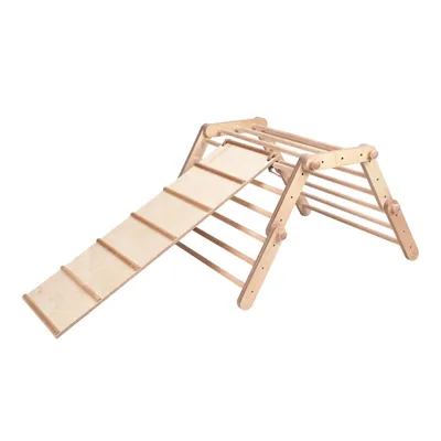 Image de Structure d'escalade en bois Ette Tete Fipitri avec toboggan | Triangle d'escalade Montessori d'intérieur avec rampe pour enfants | Modulable avec 5 éléments