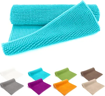 Produktbild von heimtexland ® Badvorleger Chenille Super Flauschig Saugstark Badteppich Badematte  Typ771 Aqua Set 45x50 / 50x80 cm