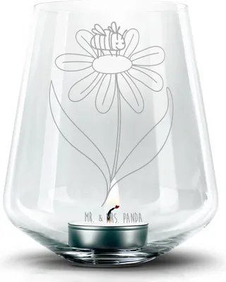 Produktbild von Mr. & Mrs. Panda Laterne Hummel Blume - Transparent - Geschenk, Gravur, Hummeln, Lustige Sprüche, glas, Biene, Windlicht, Natur, Wespe, Teelichthalter