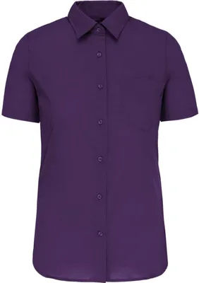 Produktbild von Kariban Damen Bluse Kurzarm T-Shirt Rundhals Top Oberteil Shirt Tunika, Größe:M, Farbe:Purple