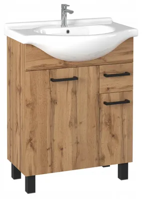 Zdjęcie produktu dla Szafka łazienkowa z umywalką stojąca pod umywalkę dąb wotan loft 65 cm