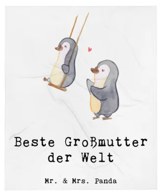 Produktbild von Mr. & Mrs. Panda Bettdecke Pinguin Beste Großmutter der Welt - Weiß - Geschenk, Tagesdecke, Kuscheldecke, Oma, Omi, Decke, Grosseltern, Sofaüberwurf, Geschenkidee