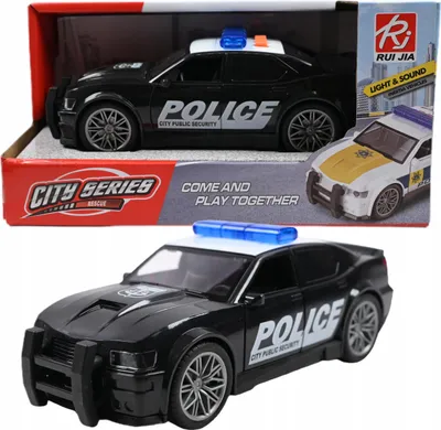 Produktbild von Polizeiauto Schwarz mit Licht & Sound - Realistischer Streifenwagen - Einsatzfahrzeug Spielzeug