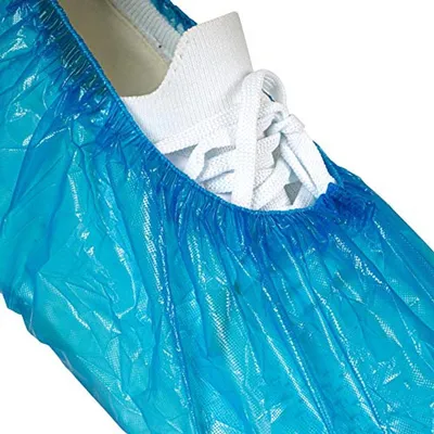 100 Stück wasserdichte Einweg-Schuhüberzüge aus hochwertigem Polyethylen - Blau