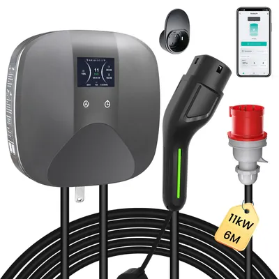 Produktbild von Hexinex EV Ladegerät 11KW Mobile Wallbox 6m Ladekabel Typ 2 Heim Ladestation 6-16A Mit APP & LCD 400V IP65