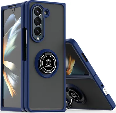 Produktbild von Hülle für Samsung Galaxy Z Fold 5 Ring Halter Ständer Matte Transluzent TPU Rahmen Stoßfest Schutzhülle Rot