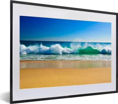 Produktbild von MuchoWow® MuchoWow® Gerahmtes Poster Meer - Golf - Strand 60x40 cm - Poster mit zchwarzem Bilderrahmen - Schlafzimmer - Plakat in Rahmen - Drucken