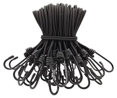 Produktbild von Spanngummis mit Haken 20 cm, 50 Stück, Schwarz
