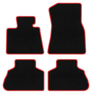 Image de Tapis de sol en moquette pour BMW X5 G05 2018- (SUV) – jeu 4 pièces, noir/rouge, sur mesure – Wielganizator CARLUX