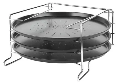 Immagine prodotto di Pronett XJ4640 Supporto per cuocere la pizza, set di 3 teglie da forno
