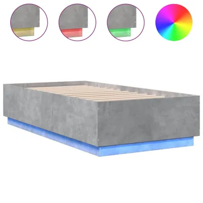 Produktbild von vidaXL Bettgestell mit LED Betongrau 75x190 cm Holzwerkstoff
