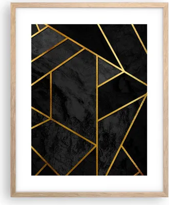 Produktbild von Gerahmtes Poster - Rahmen in heller Eiche - Abstraktion Gold Schwarz - 40x50 cm - Wand Bild - Wanddeko - Wandbilder - Wandposter - Bilderrahmen - Bilder - Kunstdruck - Wandbild - P2NPA40x50-4358