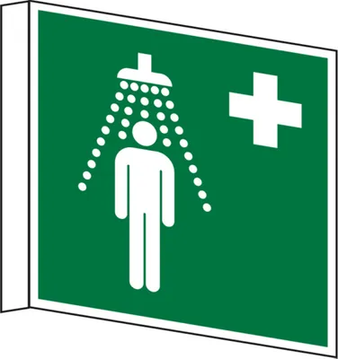 Produktbild von Dreifke® Rettungszeichen, Notdusche E012 Fahnenschild | PVC langnachleuchtend...