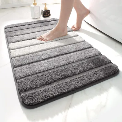 Immagine prodotto di Tappetino - 40 x 60 cm - Microfibra - Antiscivolo - Lavabile in lavatrice - Grigio - Assorbente