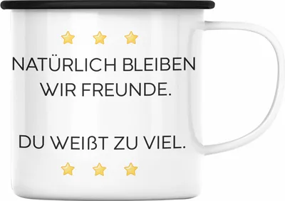 Produktbild von Trendation - Lustige Emaille Tasse mit Spruch für Beste Freundin Arbeit Büro Lustig Emaille Tassen Becher mit Sprüchen Kollegin Geschenk Sarkasmus (Schwarz)