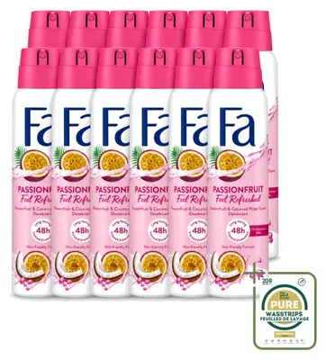 Image de 12 sprays déodorants Fa Passion Fruit, 150 ml - Pack économique - 12 pièces