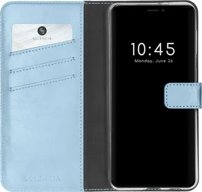 Immagine prodotto di Selencia Custodia a libro in vera pelle per iPhone 13 Mini - Azzurro
