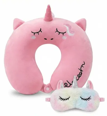 Produktbild von Einhorn-Reisekissen für Kinder mit Schlafmaske