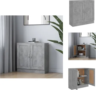 Productafbeelding van vidaXL Boekenkast, betonkleur, 82,5 x 30,5 x 80 cm, houtvezel - Boekenkasten & Boekenschappen