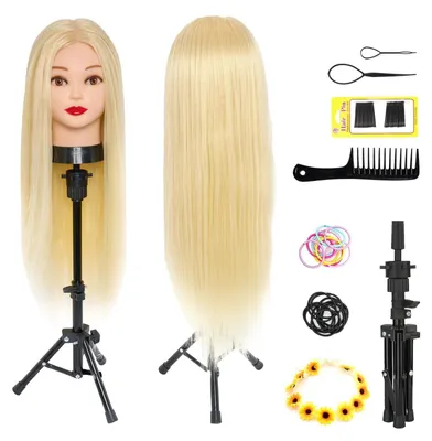 Image de Solidchoice - Tête d'entraînement avec support et 50% de cheveux naturels, 66 cm