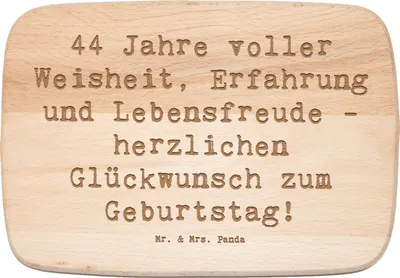 Produktbild von Mr. & Mrs. Panda Holz Vesperbrett Spruch 44. Geburtstag - Transparent - Geschenk, vesperbrettchen, massivholzbrett, Geburtstagsgeschenk, Schneidebrett, Holzbrett