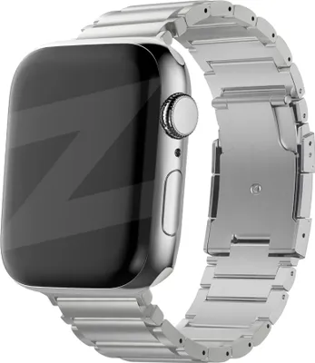 Produktbild von Bandz Titan-Gliederarmband passend für Apple Watch 1/2/3/4/5/6/8/9/SE/Ultra (2) - Größe 42/44/45/49mm - Silbernes Titan Apple Watch Armband
