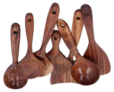 Image de Lot de cuillères et spatules de cuisine à long manche – Ustensiles de cuisine pour la maison, adaptés aux poêles antiadhésives