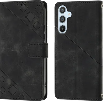Produktbild von Hülle für Samsung Galaxy A54 5G Prägung Flip Leder Brieftasche Schutzhülle mit Ständer Schwarz