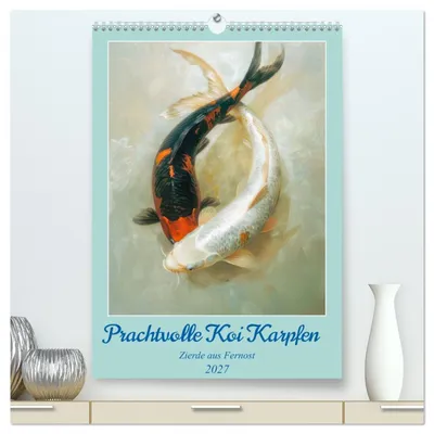 Produktbild von Prachtvolle Koi Karpfen Zierde aus Fernost (hochwertiger Premium Wandkalender 2027 DIN A2 hoch), Kunstdruck in Hochglanz