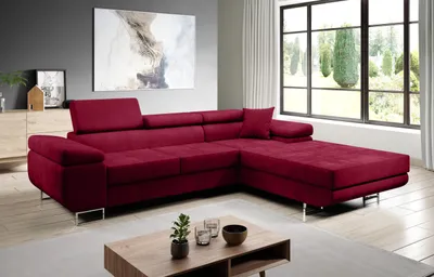 Produktbild von FurMeb24 ECKSOFA LAZZANO MONOLITH 59 - rechte seite - ROT - mit schlaffunktion und bettkasten
