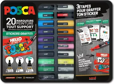 Produktbild von Posca - Verfstift posca graffiti metalen koffer 20st