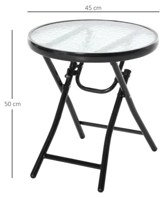 Immagine prodotto di Tavolino Tondo da Giardino Ø45x50 cm in Metallo con Ripiano in Vetro Nero