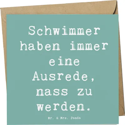 Produktbild von Mr. & Mrs. Panda Grußkarte Spruch Schwimmen Ausrede - Meeresbrise - Geschenk, Klappkarte, Sportart, Glückwunschkarte, Rückenschwimmen, Teamsport, Schwimmfreunde, Wasser