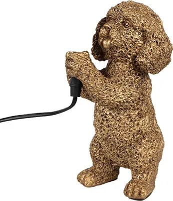 Obrázek produktu pro Stolní lampa "Pes", polyresin, strukturovaná, 11x13x23 cm, zlatá, značka Clayre & Eef, model 6LMP792