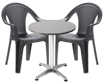 Produktbild von Bistrogarnitur 3-teilig Aluminium - Kunststoff Anthrazit
