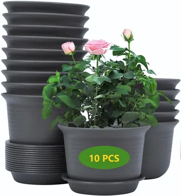 Productafbeelding van TRANKIELO® - 10 Stuks Plastic Bloempotten 15 cm - Duurzaam, Ventilerend, Geschikt voor Binnen en Buiten
